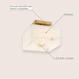 Addis 8" 1-Light Modern Contemporary Alabaster/Iron Square LED Semi Flush Mount