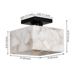 Addis 8" 1-Light Modern Contemporary Alabaster/Iron Square LED Semi Flush Mount