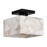 Addis 8" 1-Light Modern Contemporary Alabaster/Iron Square LED Semi Flush Mount