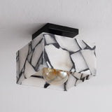 Addis 8" 1-Light Modern Contemporary Alabaster/Iron Square LED Semi Flush Mount
