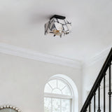 Addis 8" 1-Light Modern Contemporary Alabaster/Iron Square LED Semi Flush Mount