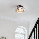 Addis 8" 1-Light Modern Contemporary Alabaster/Iron Square LED Semi Flush Mount