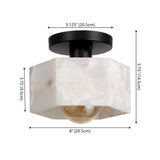 Etta 8" 1-Light Modern Contemporary Alabaster/Iron Hexagonal LED Semi Flush Mount