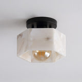 Etta 8" 1-Light Modern Contemporary Alabaster/Iron Hexagonal LED Semi Flush Mount