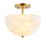 Meyda 11.88" 2-Light Modern Contemporary Alabaster/Iron Inverted Dome LED Semi Flush Mount