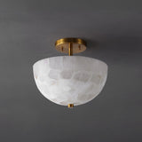 Meyda 11.88" 2-Light Modern Contemporary Alabaster/Iron Inverted Dome LED Semi Flush Mount