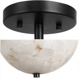 Meyda 11.88" 2-Light Modern Contemporary Alabaster/Iron Inverted Dome LED Semi Flush Mount