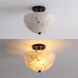Meyda 11.88" 2-Light Modern Contemporary Alabaster/Iron Inverted Dome LED Semi Flush Mount