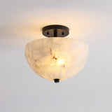 Meyda 11.88" 2-Light Modern Contemporary Alabaster/Iron Inverted Dome LED Semi Flush Mount