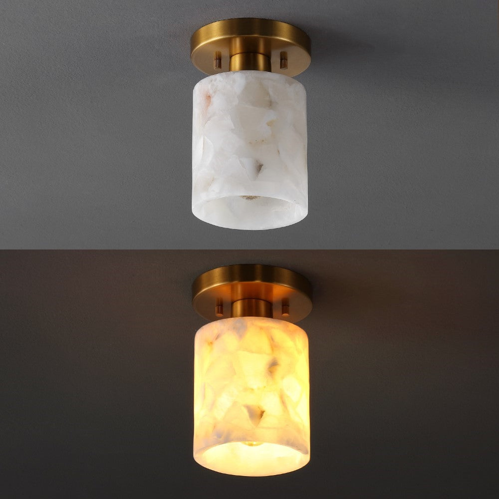 Beachcrest 5.13" 1-Light Modern Contemporary Alabaster/Iron Cylinder LED Semi Flush Mount