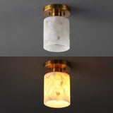 Beachcrest 5.13" 1-Light Modern Contemporary Alabaster/Iron Cylinder LED Semi Flush Mount