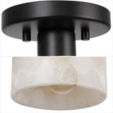 Beachcrest 5.13" 1-Light Modern Contemporary Alabaster/Iron Cylinder LED Semi Flush Mount