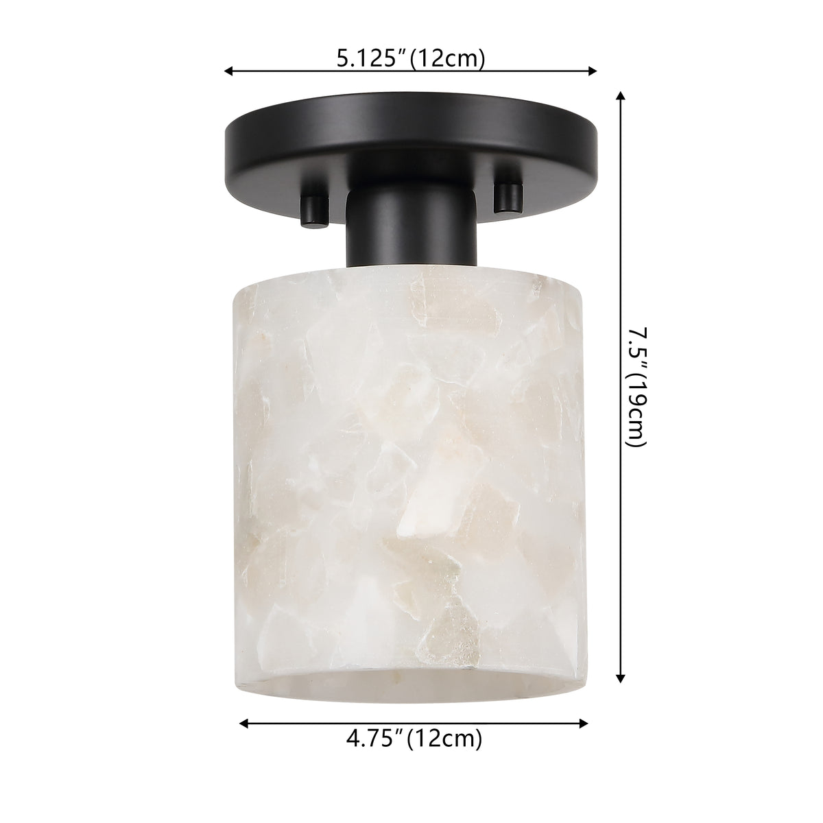 Beachcrest 5.13" 1-Light Modern Contemporary Alabaster/Iron Cylinder LED Semi Flush Mount