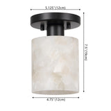 Beachcrest 5.13" 1-Light Modern Contemporary Alabaster/Iron Cylinder LED Semi Flush Mount