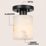Beachcrest 5.13" 1-Light Modern Contemporary Alabaster/Iron Cylinder LED Semi Flush Mount