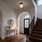 Beachcrest 5.13" 1-Light Modern Contemporary Alabaster/Iron Cylinder LED Semi Flush Mount