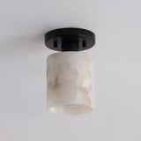 Beachcrest 5.13" 1-Light Modern Contemporary Alabaster/Iron Cylinder LED Semi Flush Mount