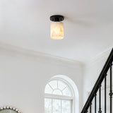 Beachcrest 5.13" 1-Light Modern Contemporary Alabaster/Iron Cylinder LED Semi Flush Mount