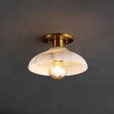 Ankeny 10" 1-Light Mid-Century Classic Alabaster/Iron LED Semi Flush Mount