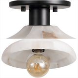 Ankeny 10" 1-Light Mid-Century Classic Alabaster/Iron LED Semi Flush Mount