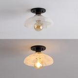 Ankeny 10" 1-Light Mid-Century Classic Alabaster/Iron LED Semi Flush Mount