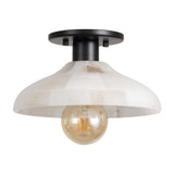 Ankeny 10" 1-Light Mid-Century Classic Alabaster/Iron LED Semi Flush Mount