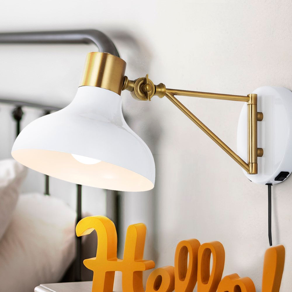 Betty 15" Swing Arm Modern Midcentury Iron USB Charging Port LED Sconce