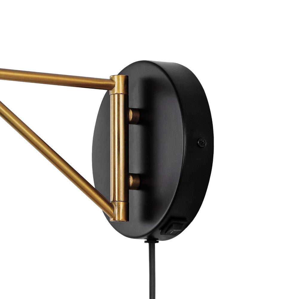 Betty 15" Swing Arm Modern Midcentury Iron USB Charging Port LED Sconce
