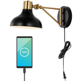 Betty 15" Swing Arm Modern Midcentury Iron USB Charging Port LED Sconce