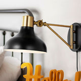 Betty 15" Swing Arm Modern Midcentury Iron USB Charging Port LED Sconce