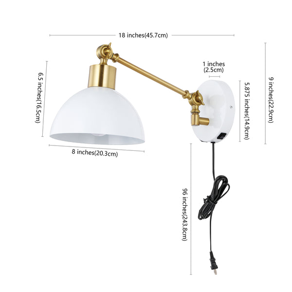 Dimension Image White/Brass Gold / 1 Light