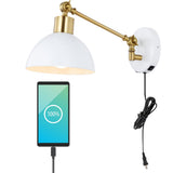 Casey 18" Swing Arm Modern Midcentury Iron USB Charging Port LED Sconce