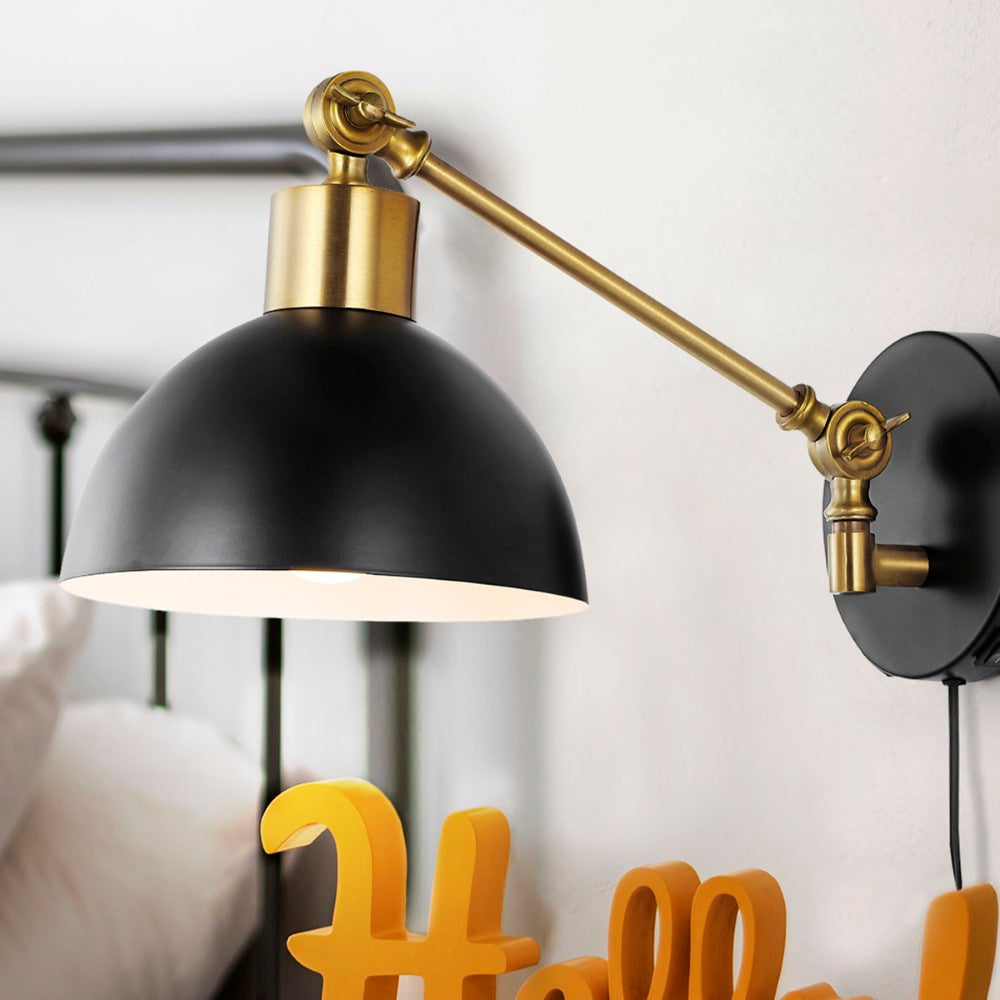 Casey 18" Swing Arm Modern Midcentury Iron USB Charging Port LED Sconce