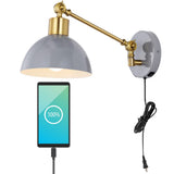 Casey 18" Swing Arm Modern Midcentury Iron USB Charging Port LED Sconce