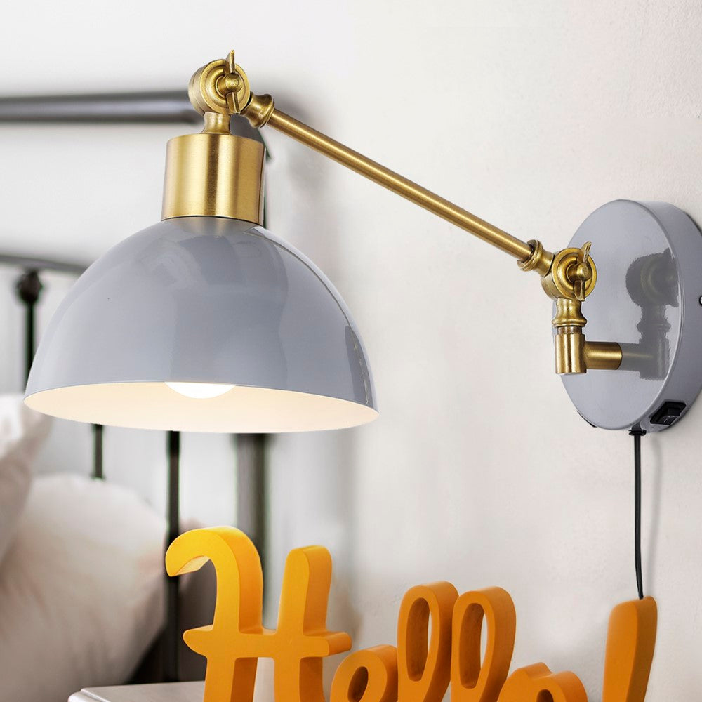 Casey 18" Swing Arm Modern Midcentury Iron USB Charging Port LED Sconce