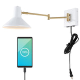 Hayes 16" Swing Arm Modern Midcentury Iron USB Charging Port LED Sconce