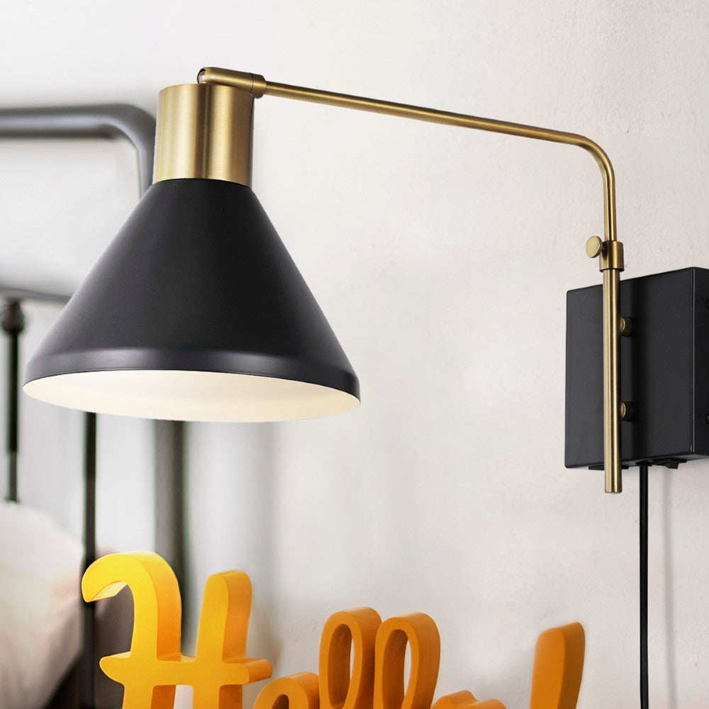 Agnes 20.5" Swing Arm Modern Midcentury Iron USB Charging Port LED Sconce