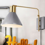 Agnes 20.5" Swing Arm Modern Midcentury Iron USB Charging Port LED Sconce