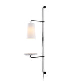 Exposed 11.5" Contemporary Industrial Iron Plug-In with Adjustable White Marble Table LED Sconce