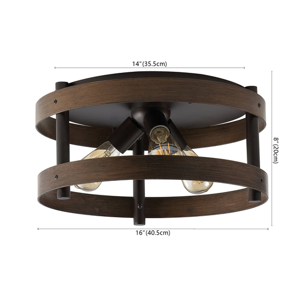 Dimension Image Brown Wood Finished/Oil Rubbed Bronze / 3 Light