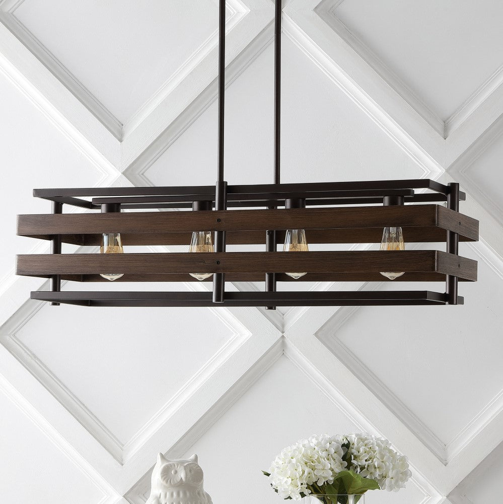 Potine Euro 34" Rustic Farmhouse Iron Linear LED Pendant