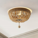 Dan Wood Bead 14" Farmhouse Bohemian Iron LED Flush Mount