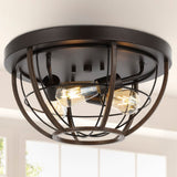 Calvia 15.75" Rustic Farmhouse Iron LED Flush Mount