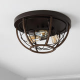 Calvia 15.75" Rustic Farmhouse Iron LED Flush Mount