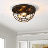Calvia 15.75" Rustic Farmhouse Iron LED Flush Mount
