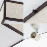 Kyle 14.13" Minimalist Industrial Square Linen Iron LED Flush Mount