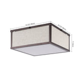 Kyle 14.13" Minimalist Industrial Square Linen Iron LED Flush Mount