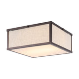 Kyle 14.13" Minimalist Industrial Square Linen Iron LED Flush Mount