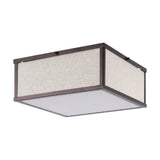Kyle 14.13" Minimalist Industrial Square Linen Iron LED Flush Mount