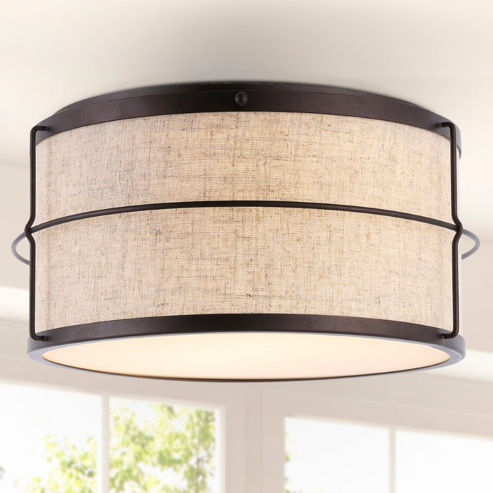 Elizabeth 14" Rustic Farmhouse Iron LED Flush Mount